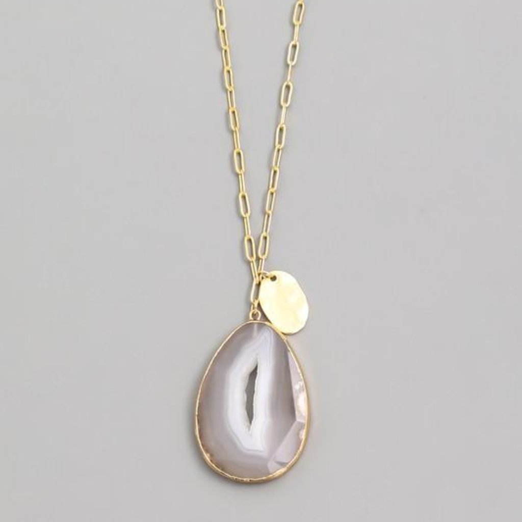 Teardrop Stone Pendant Necklace